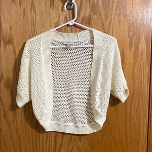 LOFT Cream Open-Knit Shrug Sweater
